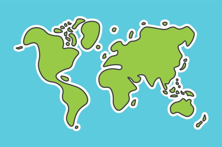 Doodle style world map look like children craft vector image