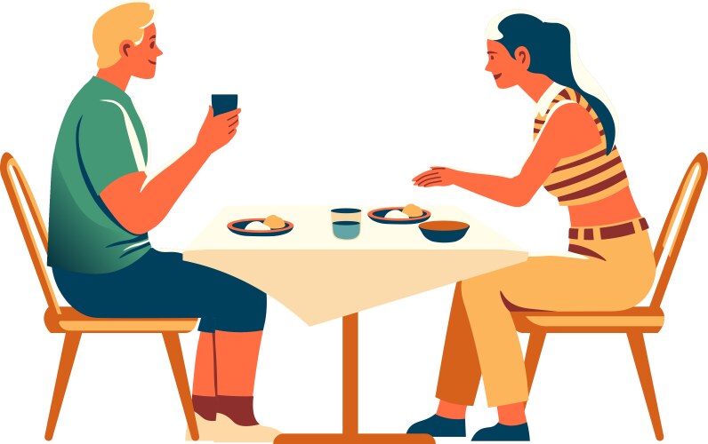 Dining couple at the table vector image