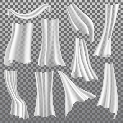 Transparent curtains white drapery 3d vector image