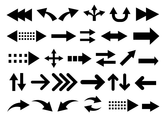 Set arrow shapes isolated on white vector image