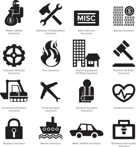 insurance icons set flat design vector image