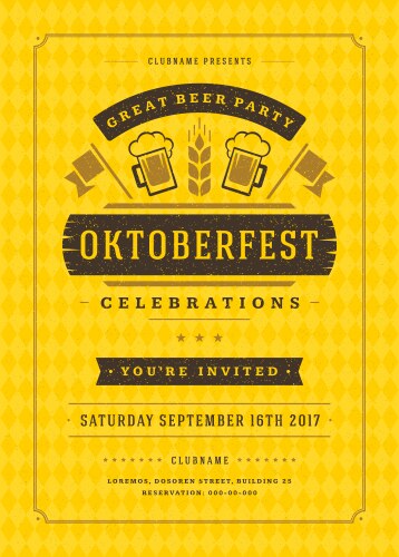 Oktoberfest beer festival celebration retro vector image