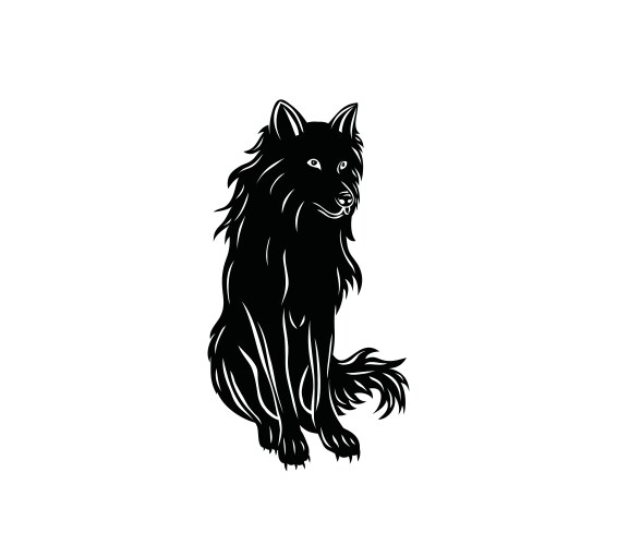 Wolf standing silhouette vector image