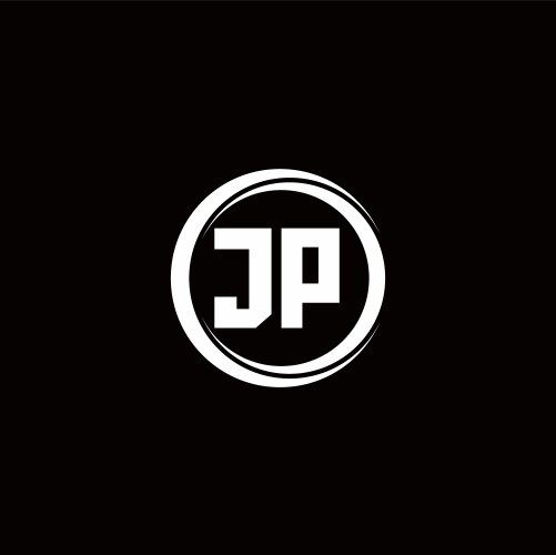 Jp logo initial letter monogram with circle slice vector image