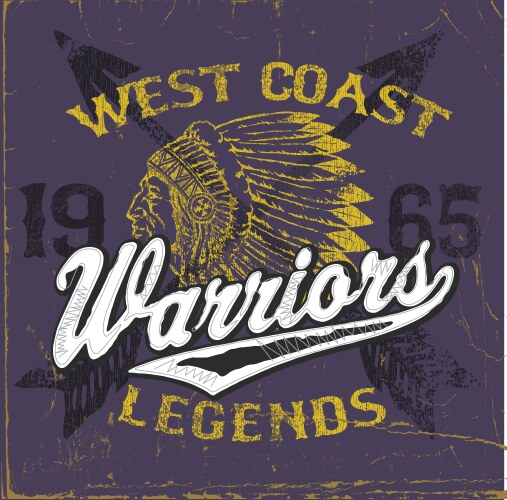 athletic style warriors apparel design vector image