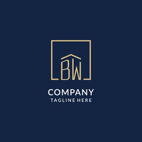 Initial bw square lines logo modern and luxury vector image