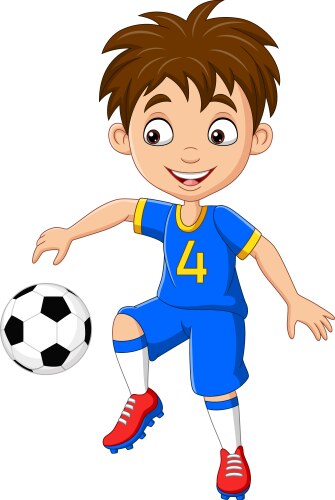 Cartoon little boy playing football vector image