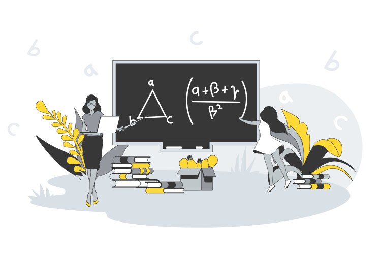 teaching and education concept in flat line design vector image