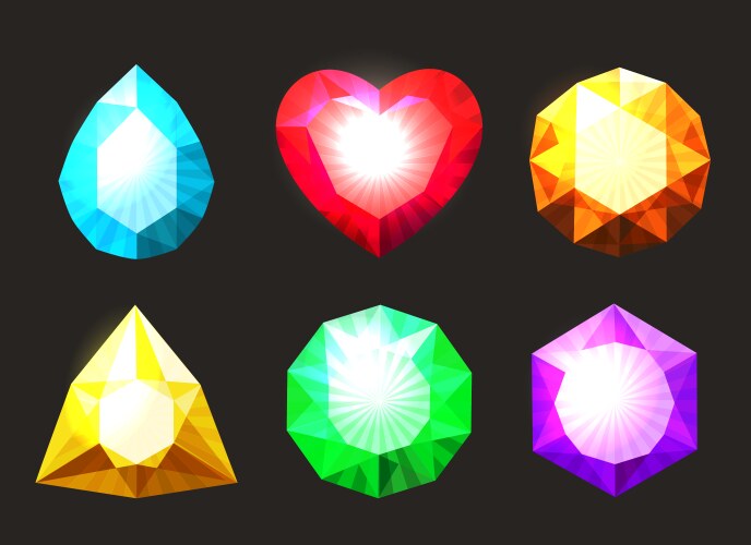 Glowing gemstones set vector image