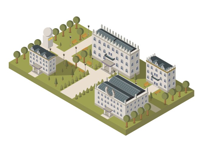 Isometric university concept vector image