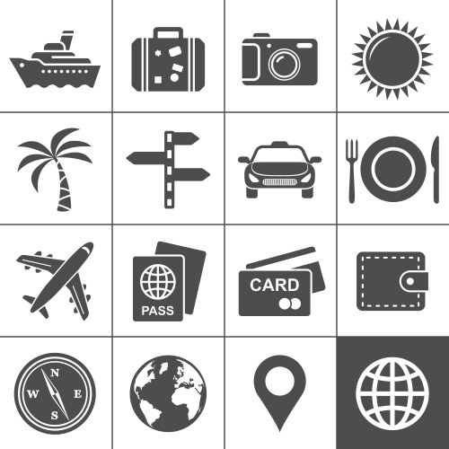 Travel and tourism icon set simplus series vector image