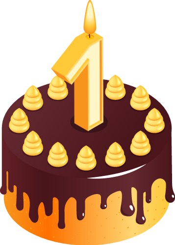 One year cake composition vector image