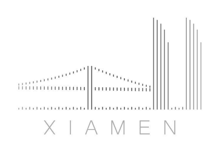 Vertical bars xiamen landmark skyline vector image