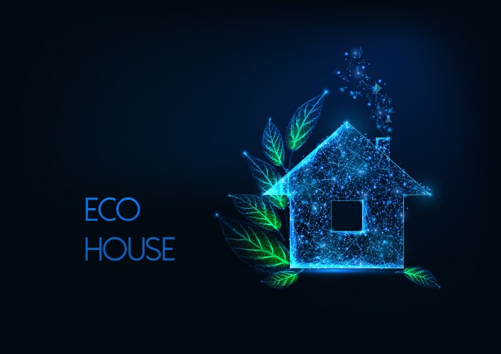 Futuristic eco house concept with glowing low vector image