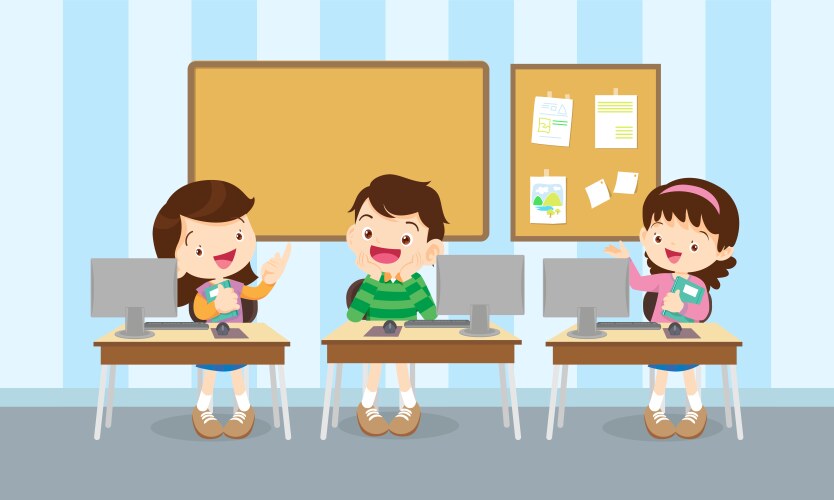 kids on online learning education courses 2 vector image