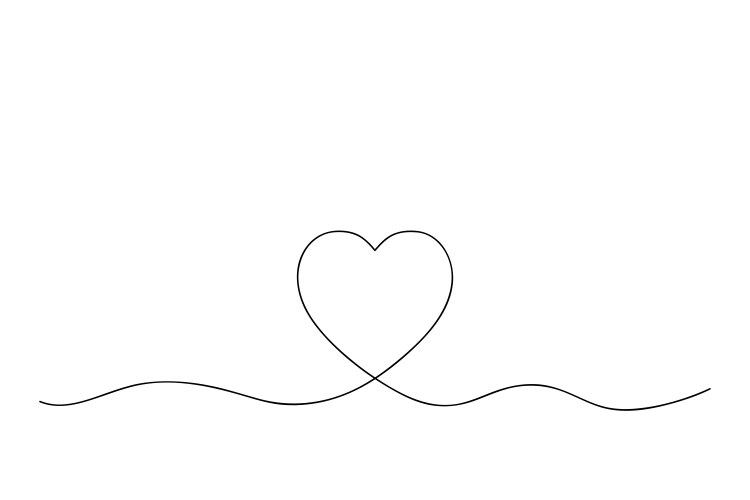 One continuous line heart concept love vector image