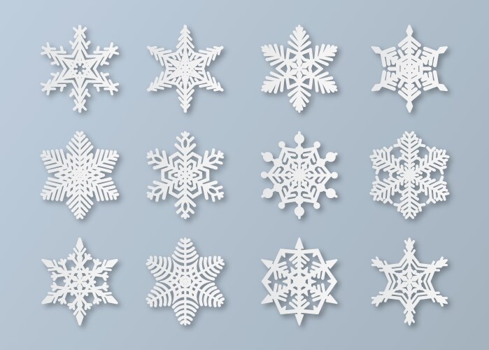 Paper snowflakes new year and christmas papercut vector image