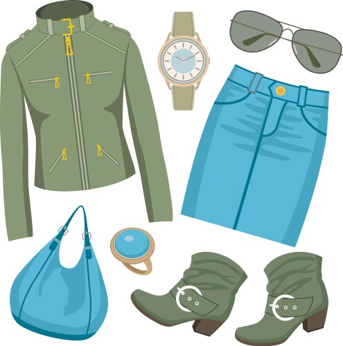 Fashion set with skirt and a jacket vector image