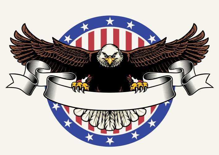 american bald eagle hold the blank ribbon for text vector image