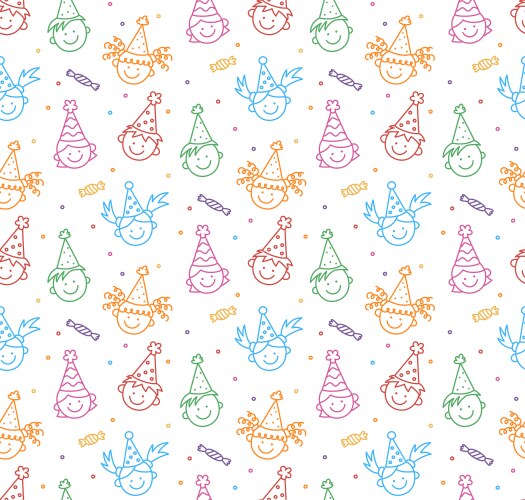 Seamless pattern with happy birthday doodles vector image