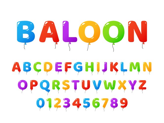 Air balloons font colored letters and numbers vector image