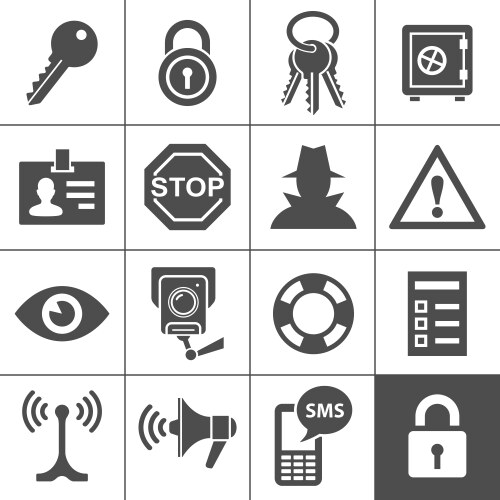 Security and warning icons simplus series vector image