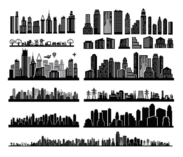 City icons vector image