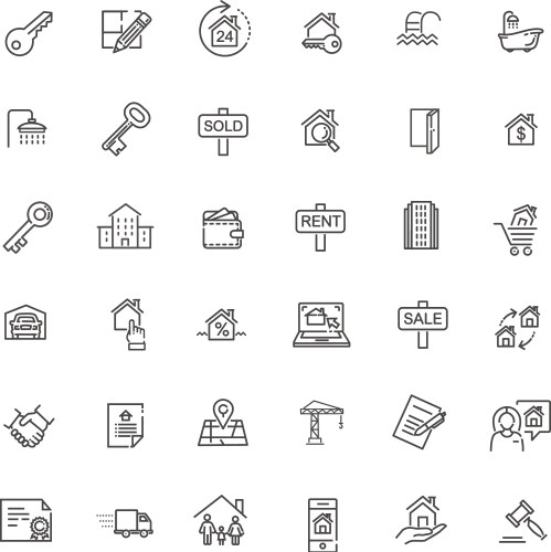 Outline web icons set - real estate vector image