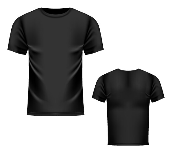 T-shirt black template front and back view vector image