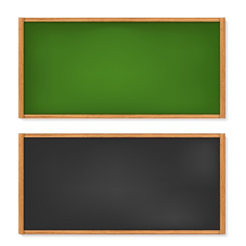 Blank black and green chalkboard with wooden frame vector image