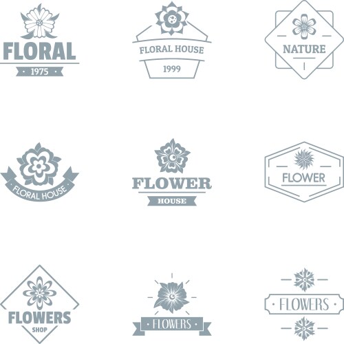 Flora logo set simple style vector image