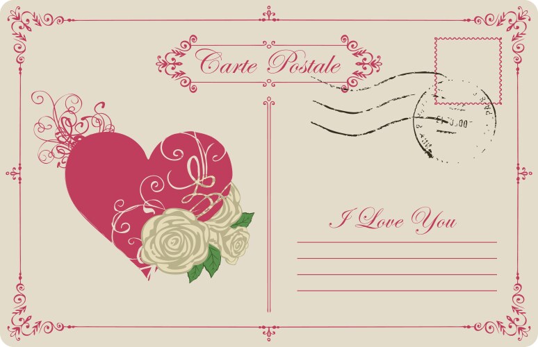 vintage postcard the theme of declaration love vector image