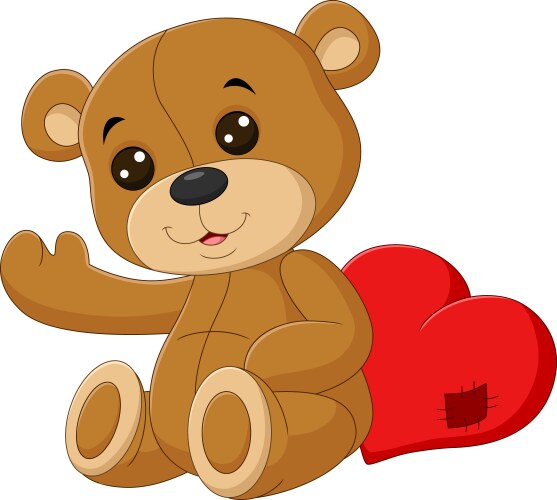 Cute teddy bear with red heart vector image