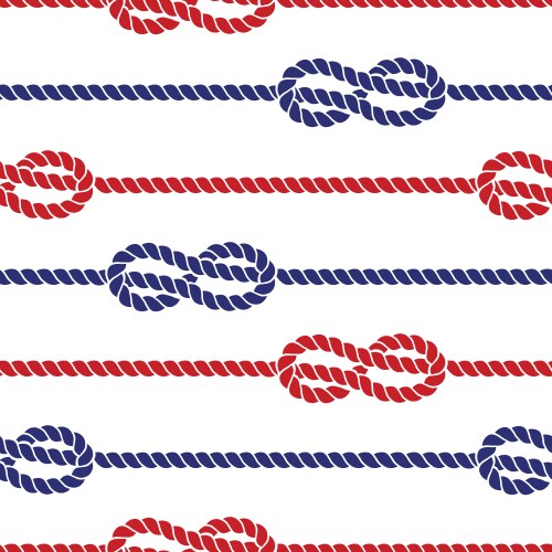 Nautical ropes with knots seamless pattern vector image