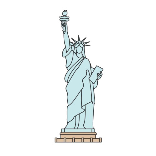 statue liberty new york outline isolated vector image