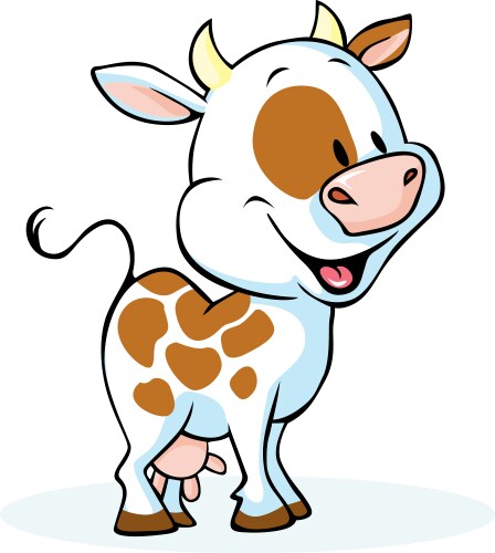 Funny cow cartoon standing and smiling vector image