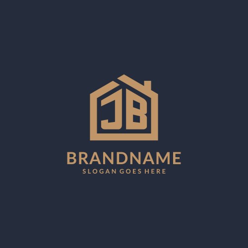 Initial letter jb logo with simple minimalist vector image