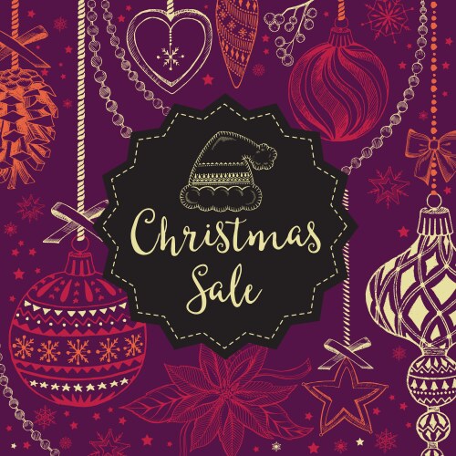 Christmas sale invitation flyer with graphic vector image