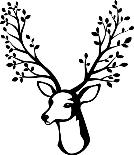 Deer head with tree branch horn vector image