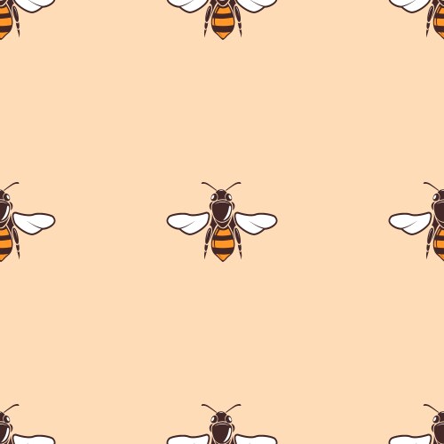 Bees seamless background in beige vector image