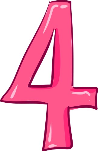 Clipart numerical number four or 4 in pink vector image