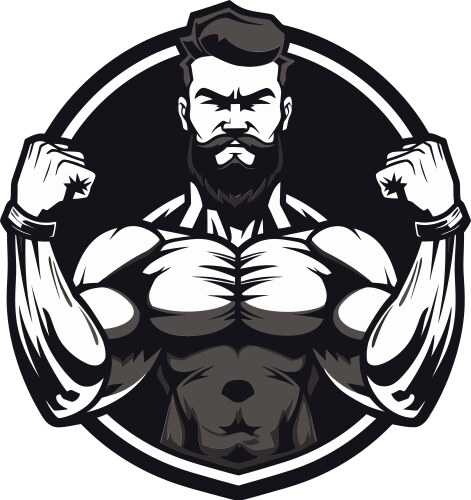 Strength unleashed monochromatic of flexing vector image