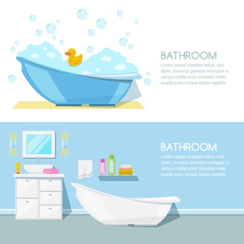 Bathroom modern interior banner bathtub vector image