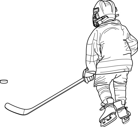 Hockey kid child minor player back white vector image