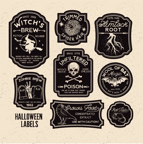 halloween bottle labels potion vector image