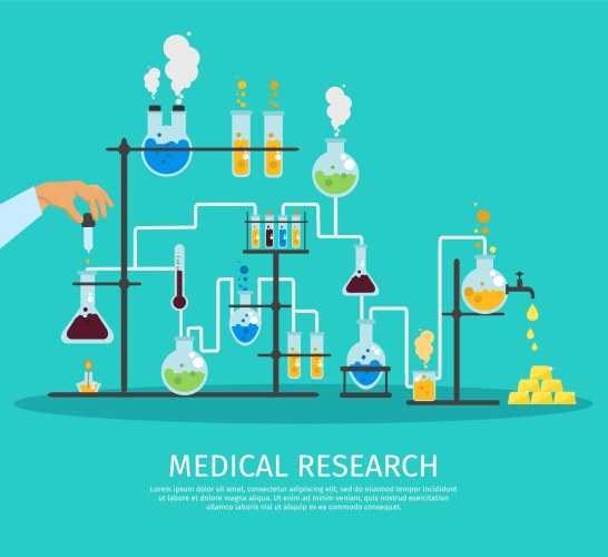 Colored chemistry lab flat poster vector image