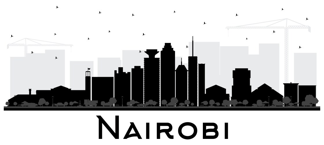 Nairobi kenya city skyline silhouette with black vector image