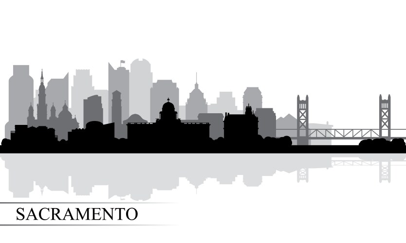 Sacramento city skyline silhouette background vector image