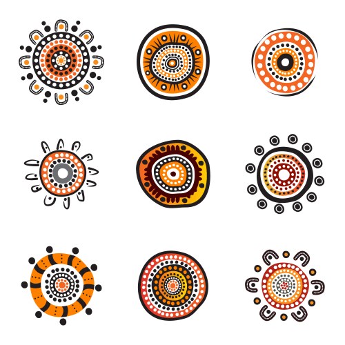 Aboriginal art dots painting icon logo design vector image