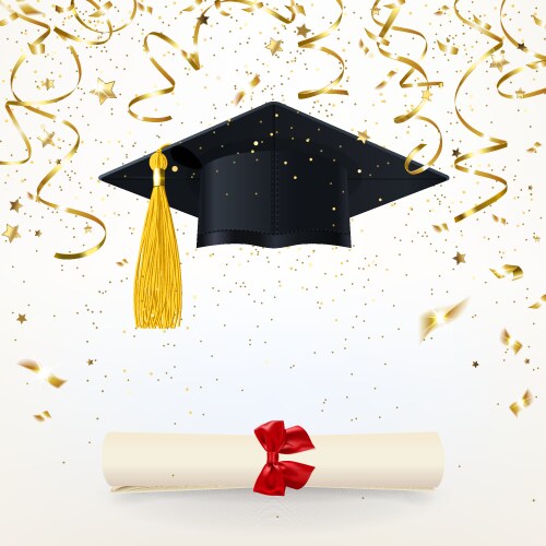 Congratulatory banner with a graduate cap vector image